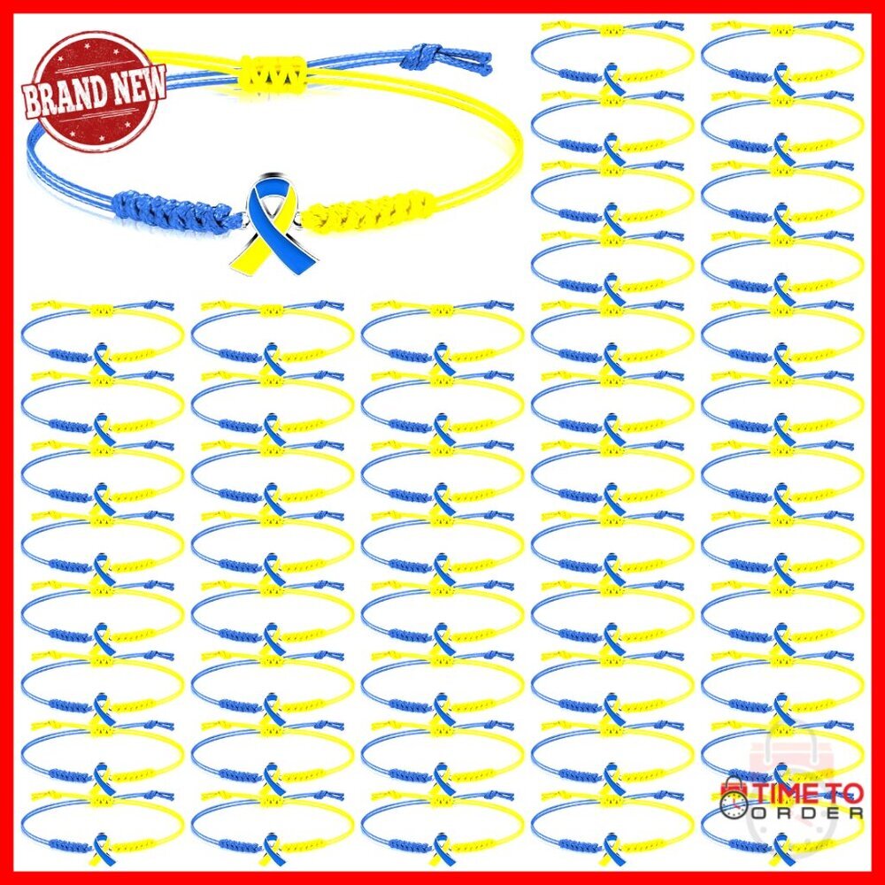 100 Pcs Adjustable Stretch Bracelets Wax Rope Alloy Awareness Support Jewelry